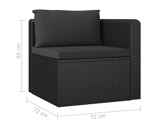 Set mobilier de grădină cu perne, 9 piese, negru, poliratan, 10 image