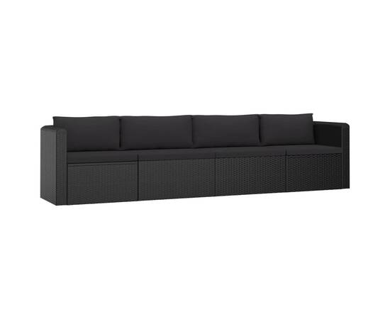 Set mobilier de grădină cu perne, 9 piese, negru, poliratan, 8 image