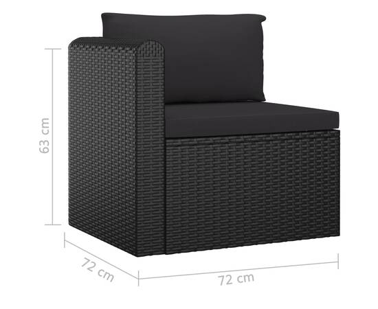 Set mobilier de grădină cu perne, 9 piese, negru, poliratan, 9 image