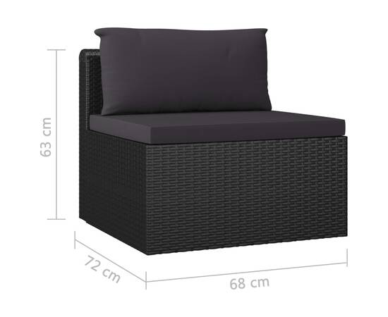 Set mobilier de grădină cu perne, 9 piese, negru, poliratan, 11 image