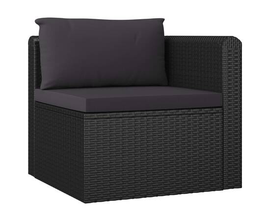 Set mobilier de grădină cu perne, 9 piese, negru, poliratan, 5 image