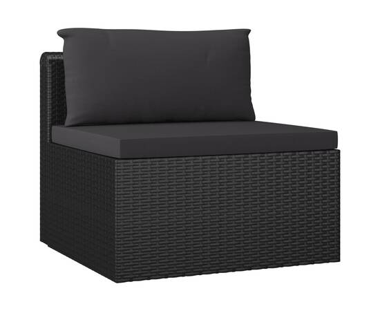 Set mobilier de grădină cu perne, 9 piese, negru, poliratan, 6 image