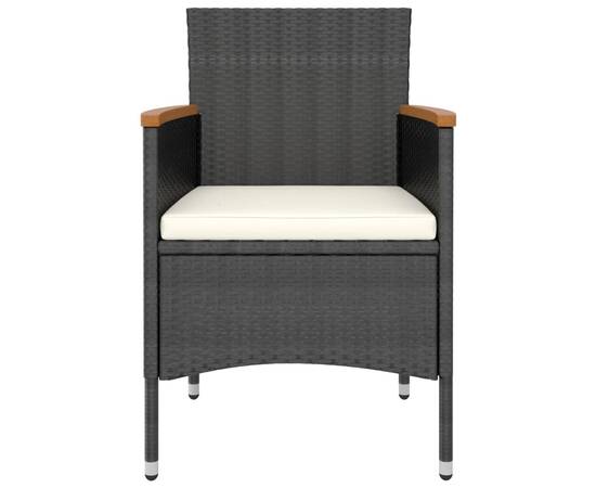 Set mobilier grădină, 5 piese, negru, poliratan/sticlă tratată, 4 image