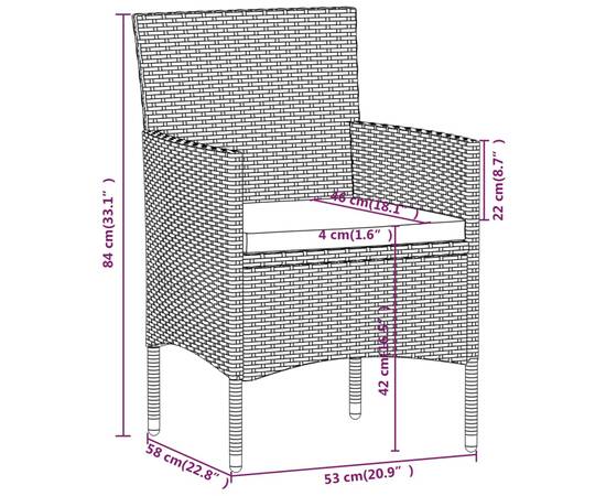 Set mobilier de grădină, 5 piese, gri, poliratan și lemn acacia, 10 image