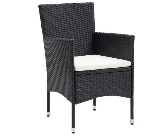 Set mobilier de grădină, 5 piese, negru, poliratan, lemn acacia, 3 image