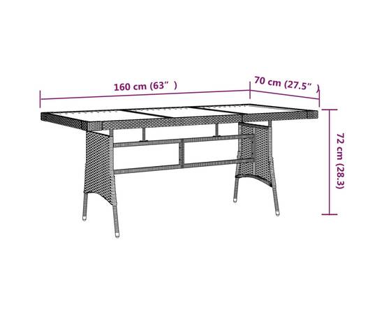 Set de mobilier de exterior, 7 piese, gri, poliratan, 9 image