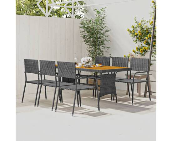 Set de mobilier de exterior, 7 piese, gri, poliratan