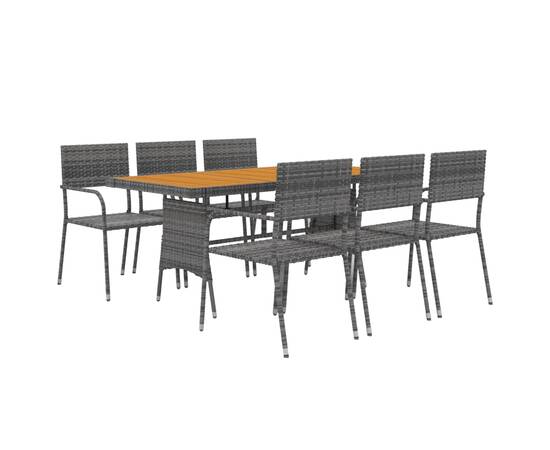 Set de mobilier de exterior, 7 piese, gri, poliratan, 3 image