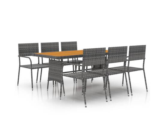 Set de mobilier de exterior, 7 piese, gri, poliratan, 2 image