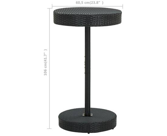 Set mobilier bar de grădină cu perne, 3 piese, negru, poliratan, 11 image