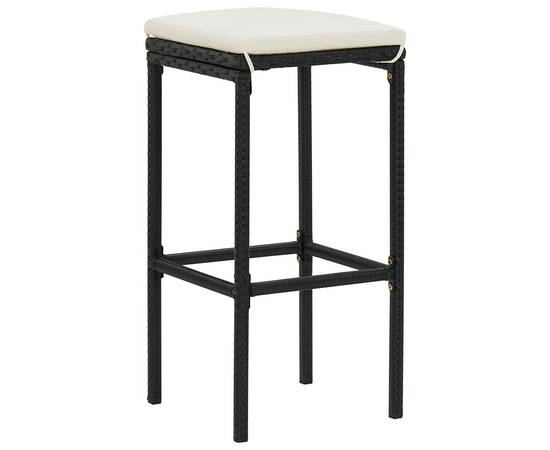 Set mobilier bar de grădină cu perne, 3 piese, negru, poliratan, 8 image