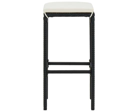 Set mobilier bar de grădină cu perne, 3 piese, negru, poliratan, 10 image