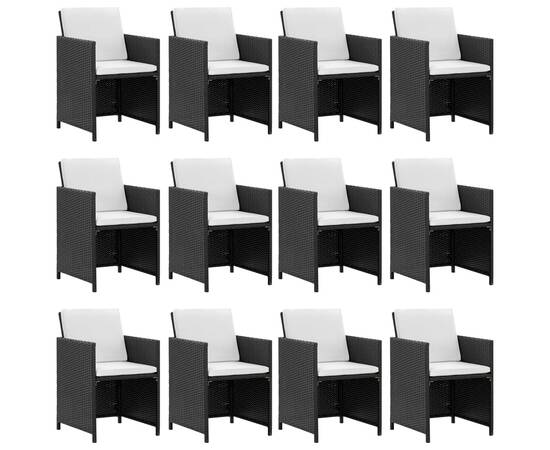 Set mobilier de exterior cu perne, 13 piese, negru, poliratan, 2 image