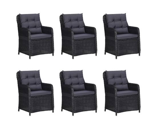 Set mobilier de grădină, 7 piese, negru, poliratan, 2 image