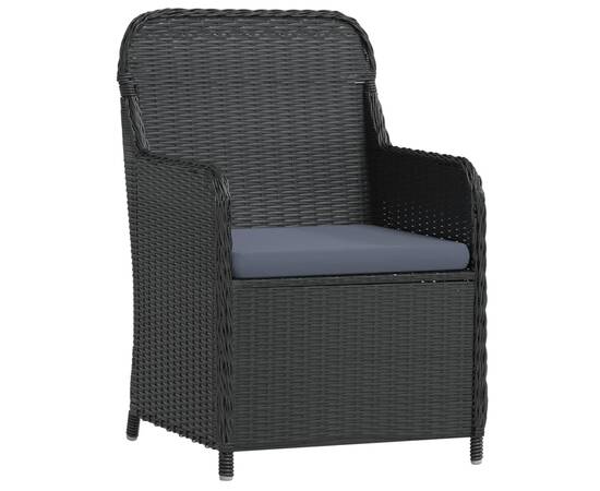 Set mobilier de grădină, cu perne, 3 piese, negru, 3 image