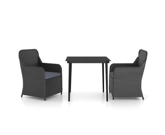 Set mobilier de grădină, cu perne, 3 piese, negru, 2 image