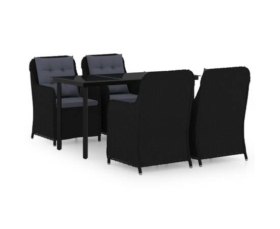 Set mobilier pentru grădină, 5 piese, negru, 2 image