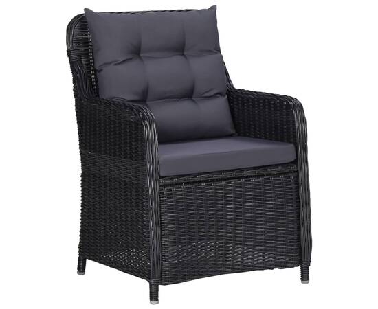 Set mobilier pentru grădină, 5 piese, negru, 4 image