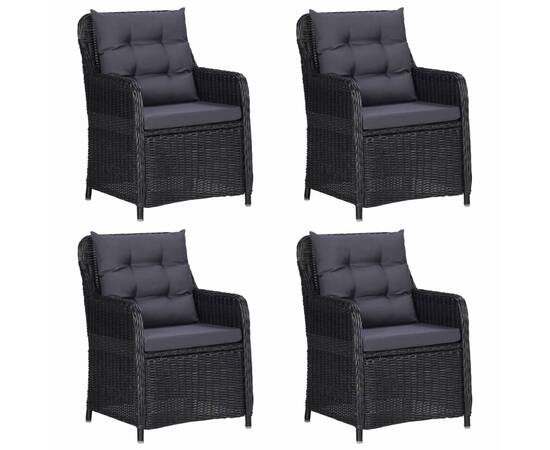 Set mobilier pentru grădină, 5 piese, negru, 3 image