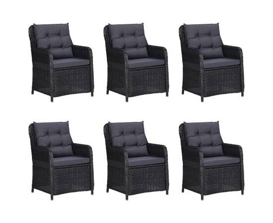 Set mobilier pentru grădină, 7 piese, negru, 5 image