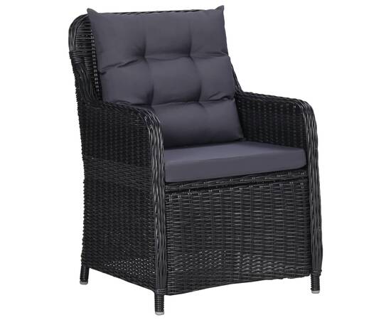 Set mobilier pentru grădină, 7 piese, negru, 6 image