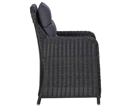 Set mobilier pentru grădină, 7 piese, negru, 8 image