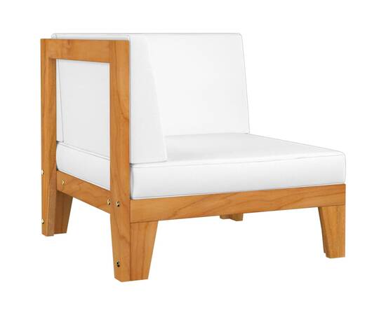 Canapea cu 2 locuri cu perne alb crem, lemn masiv de acacia, 4 image