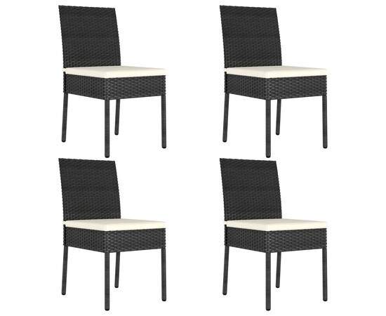 Set de masă și scaune de exterior, 5 piese, negru, poliratan, 7 image