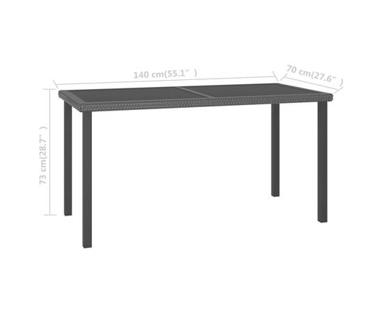 Set de masă și scaune de exterior, 5 piese, negru, poliratan, 11 image