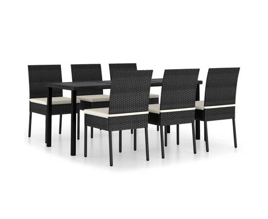 Set de mobilier de grădină, 7 piese, negru, poliratan, 2 image