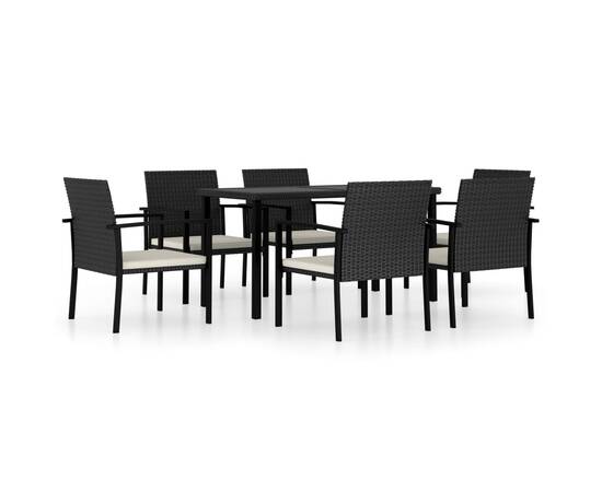 Set de mobilier pentru grădină, 7 piese, negru, poliratan, 2 image