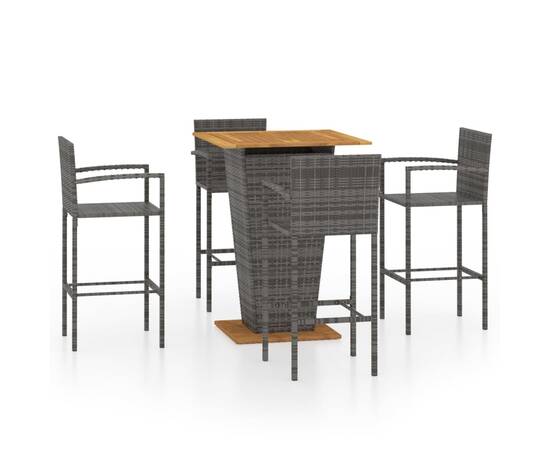 Set mobilier bar de grădină, 5 piese, gri, 2 image