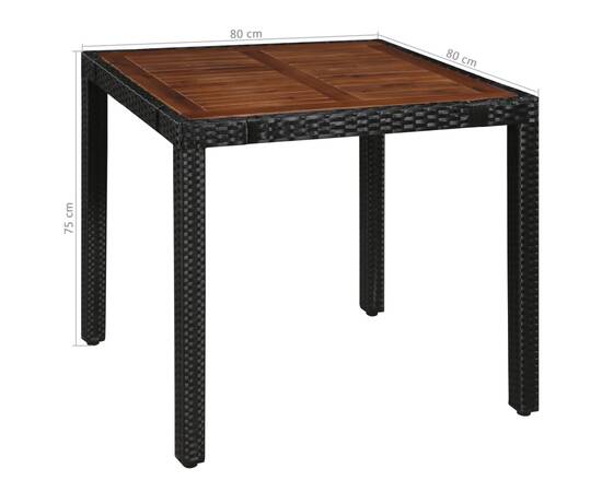 Set mobilier de exterior, 5 piese negru, poliratan, lemn acacia, 6 image