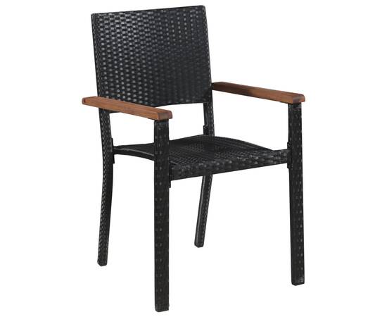 Set mobilier de exterior, 5 piese negru, poliratan, lemn acacia, 3 image