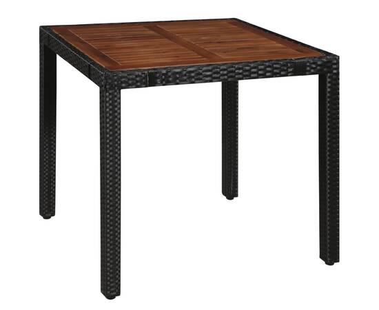 Set mobilier de exterior, 5 piese negru, poliratan, lemn acacia, 2 image