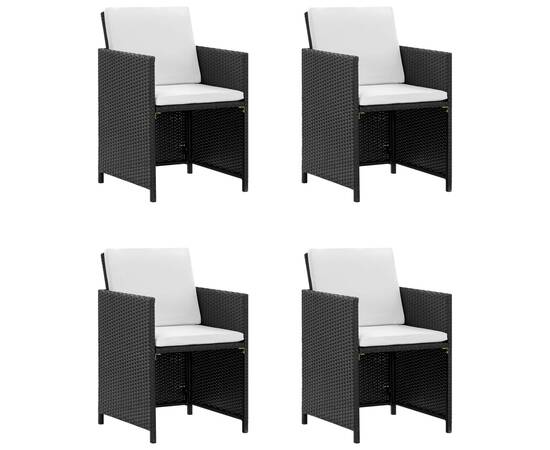 Set mobilier de exterior cu perne, 5 piese, negru, poliratan, 2 image