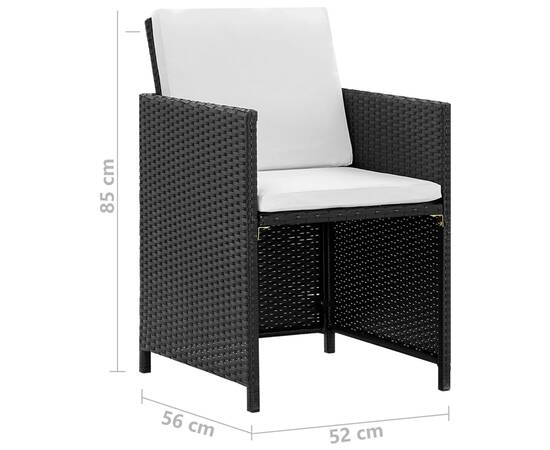 Set mobilier de exterior cu perne, 5 piese, negru, poliratan, 7 image