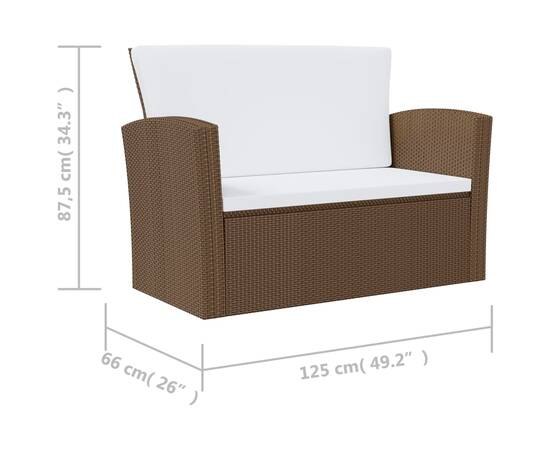 Set mobilier de grădină cu perne, 16 piese, maro, poliratan, 10 image