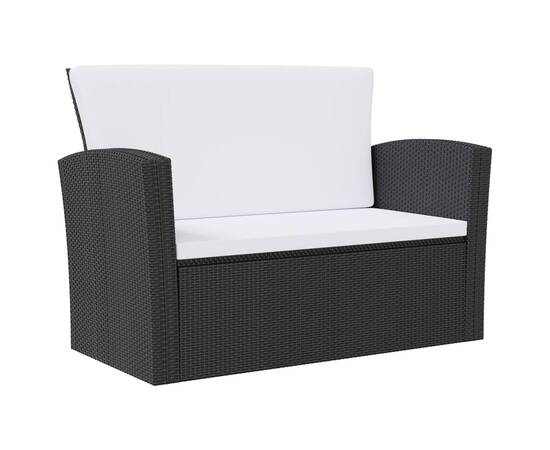 Set mobilier de grădină cu perne, 16 piese, negru, poliratan, 5 image