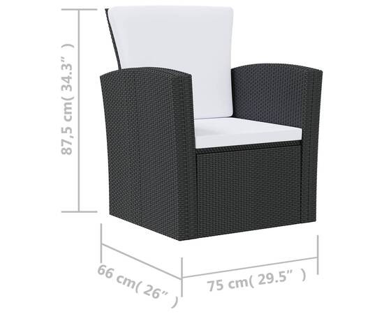 Set mobilier de grădină cu perne, 16 piese, negru, poliratan, 9 image