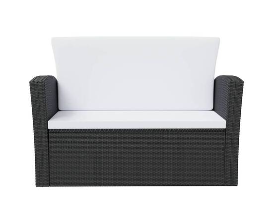 Set mobilier de grădină cu perne, 16 piese, negru, poliratan, 6 image