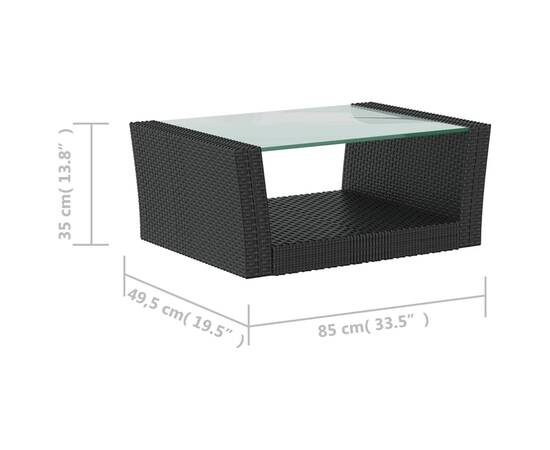 Set mobilier de grădină cu perne, 16 piese, negru, poliratan, 11 image