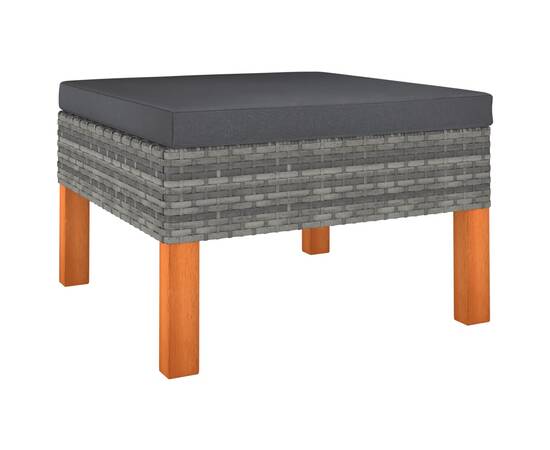 Set mobilier de grădină cu perne, 7 piese, gri, poliratan, 5 image