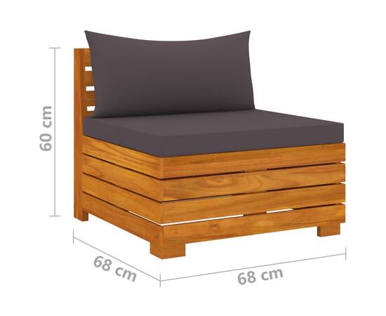 Set mobilier grădină cu perne, 5 piese, lemn masiv de acacia, 7 image