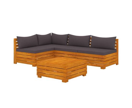 Set mobilier grădină cu perne, 5 piese, lemn masiv de acacia, 2 image