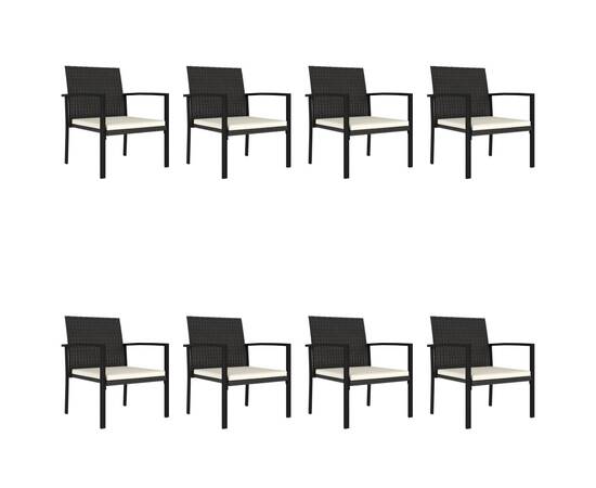 Set de masă și scaune de exterior, 9 piese, negru, poliratan, 7 image