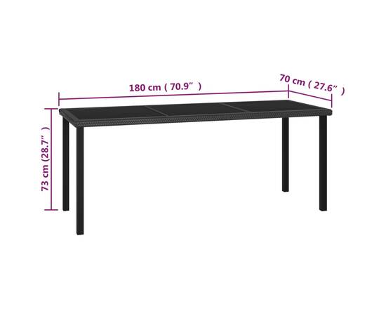 Set de masă și scaune de exterior, 9 piese, negru, poliratan, 11 image