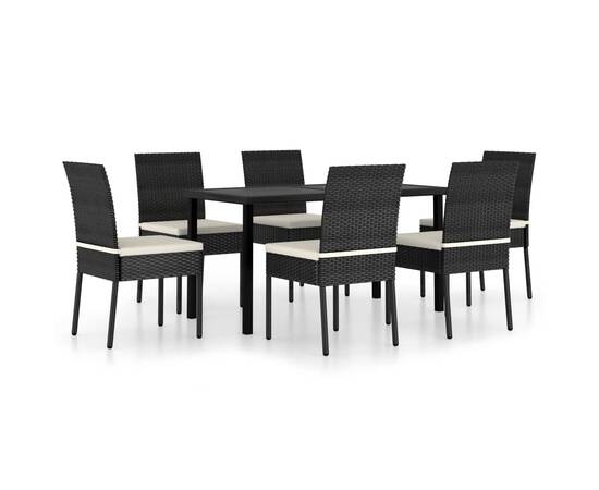 Set de mobilier de exterior, 7 piese, negru, poliratan, 2 image