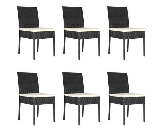 Set de mobilier de exterior, 7 piese, negru, poliratan, 7 image