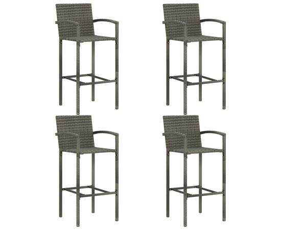 Set mobilier bar de grădină, 5 piese, gri, poliratan, 6 image